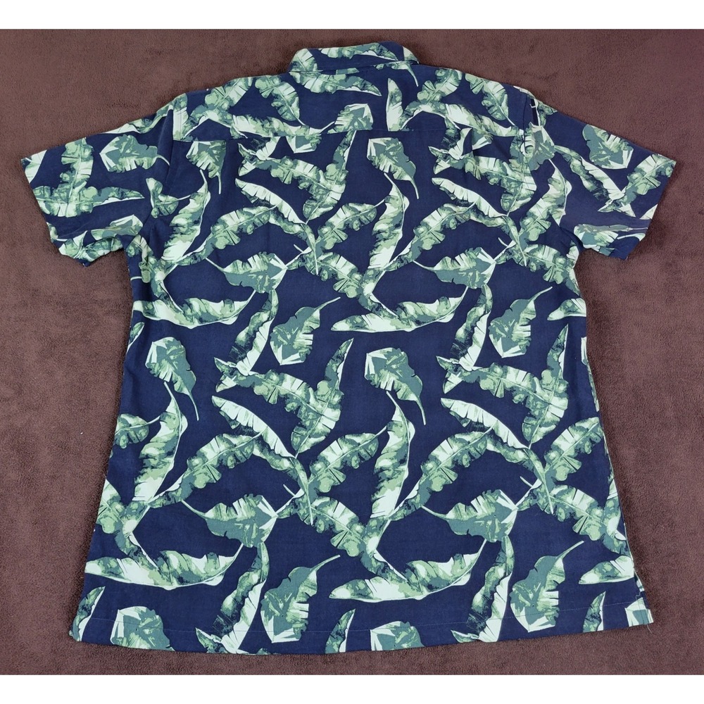 Van Heusen NWT Mens XL Watercolor Banana Camp Shirt Black Iris Tropical Leaf
